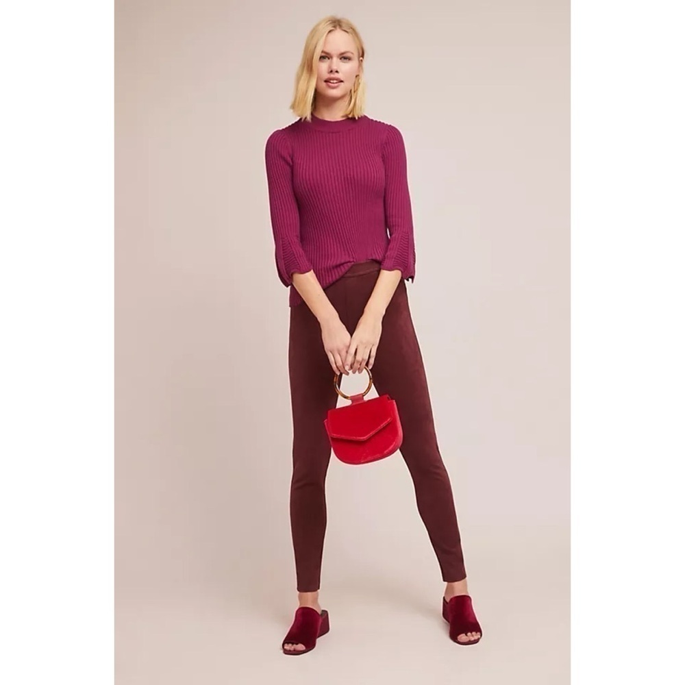 Anthropologie x Sanctuary Faux Suede Leggings in Wine - Picture 2 of 11